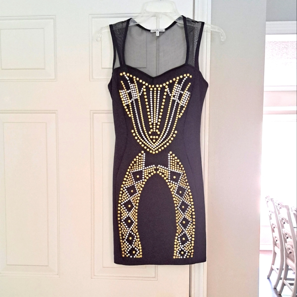 Charlotte Russe party holiday Homecoming  Dance fitted mini black dress. Size M.